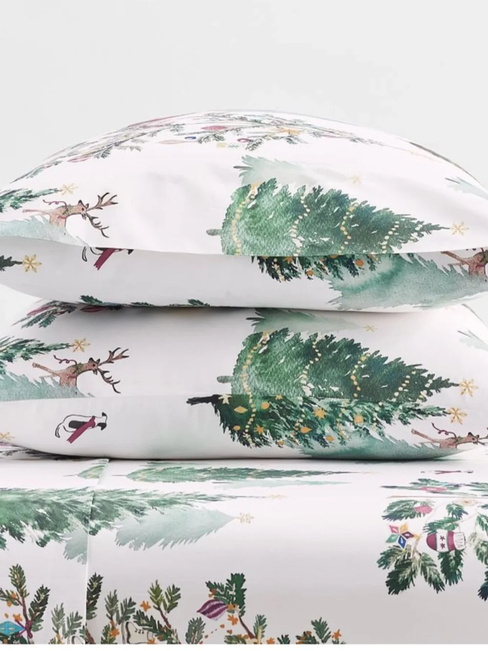 Pottery Barn Christmas In The Country King Percale Pillowcase 1 NEW